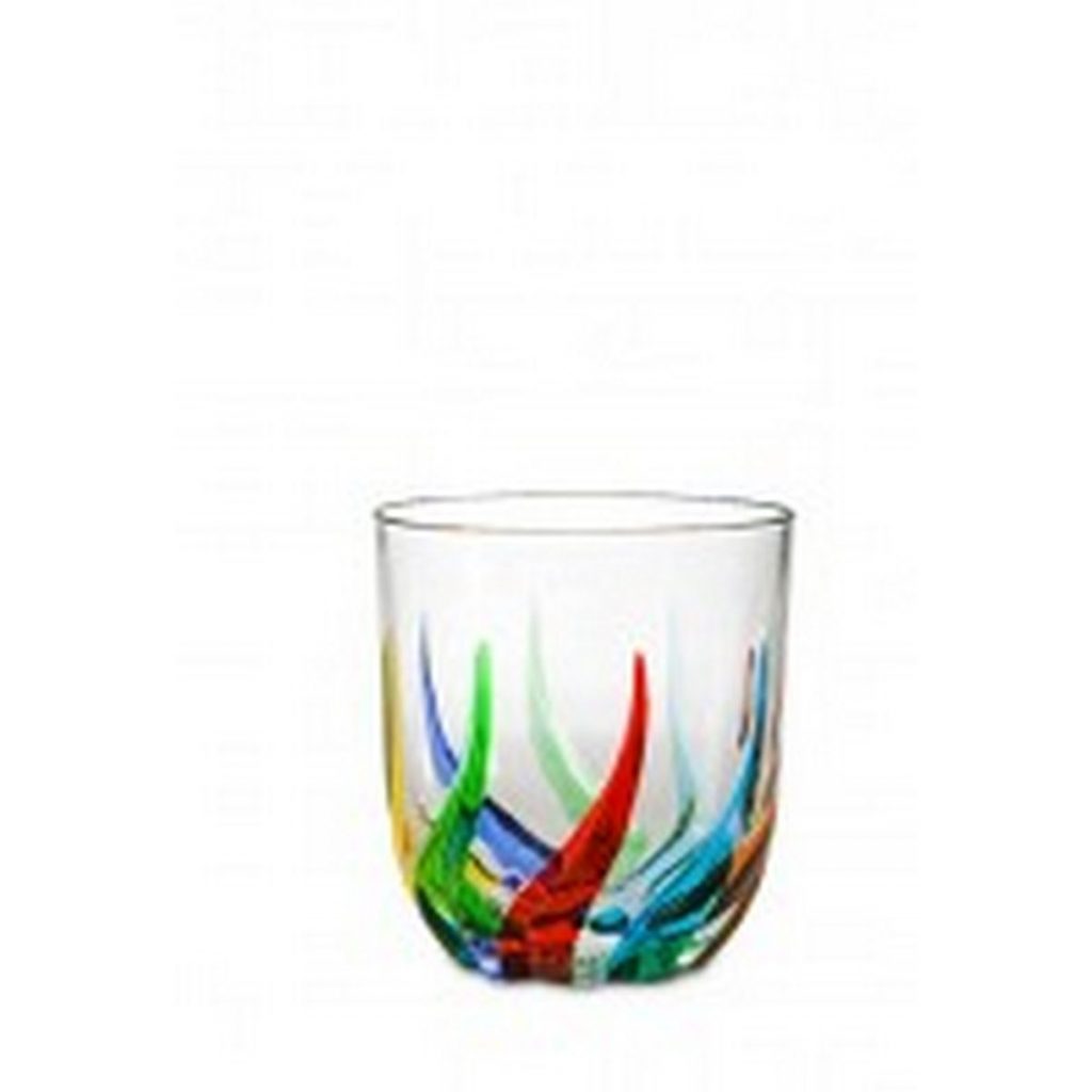 Italian Crystal Trix Whiskey Glass Multi colored Set of 6 Murano di